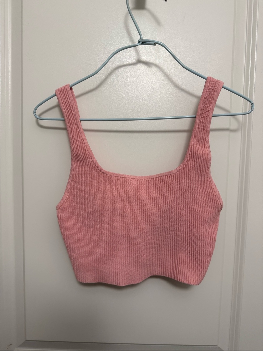 Babaton Sculpt Knit Squareneck Cropped Tank Top - Pink (Size S)